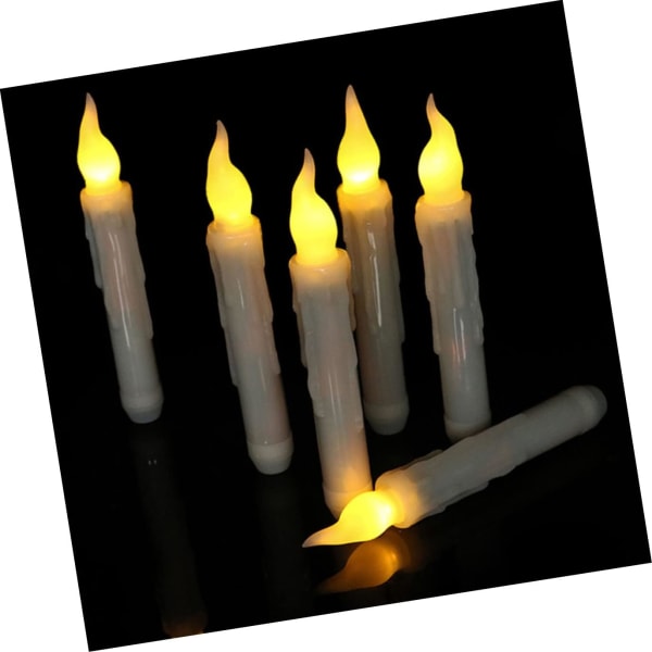 12 kpl Kynttilät Kynttilä Kelluva LED Bulkki Romanttinen välkkyvälle keltaiselle liekittömälle valolle Väärennetyt juhlat häät kartio Ha