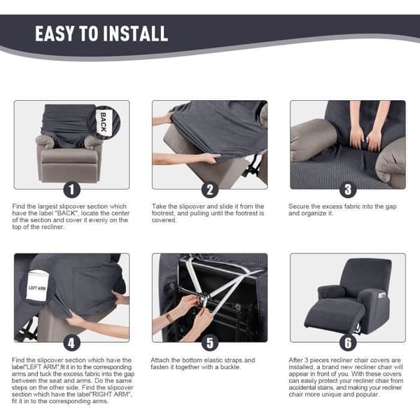Elastisk trekk til lenestol - Chivas hjørnesofa - 1-seter - Polyester - Mørkegrå - Moderne design - Ett stykke