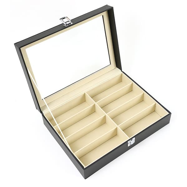 Double Thickened Display Sunglasses Leather Display Organizer Black Large Capacity Sunglasses Dustproof Glasses Case