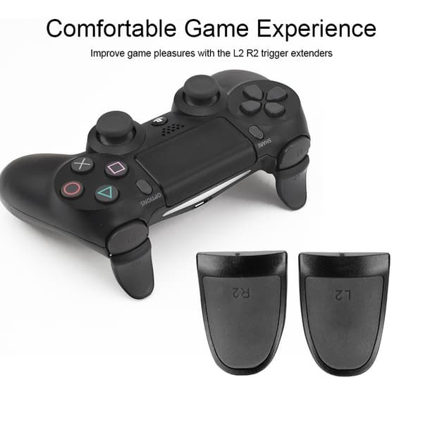 L2 R2 Controller Extenders Button Extension Caps Soft Touch Extended Grips for PS4 (Black)