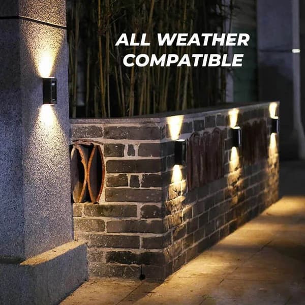 2-pack solar lamp for facade, wall, stairs | Outdoor facade lighting solar black black