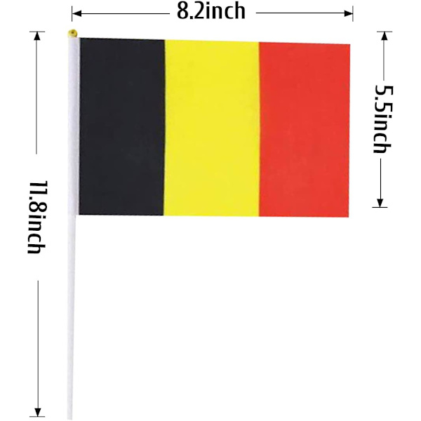 Belgien Flagga Belgisk Handhållen Liten Mini Stick Flaggor Dekorationer Internationella Länder Världsflaggor För Fest OS (20-pack)