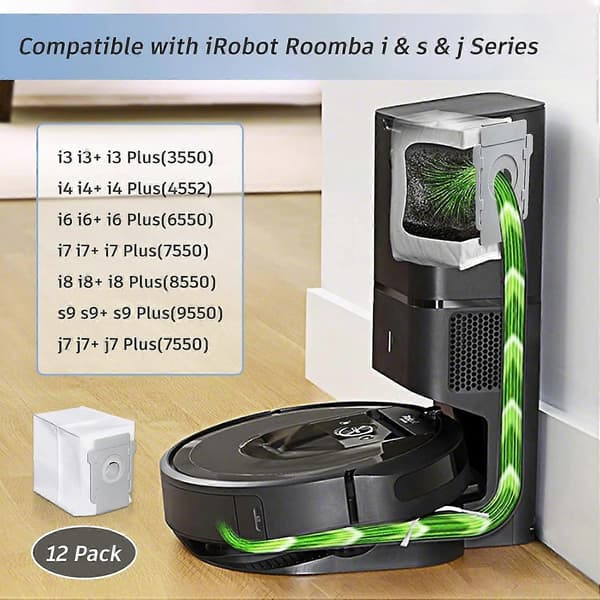 12-pak Erstatningsstøvsugerposer til alle iRobot Clean Base-modeller