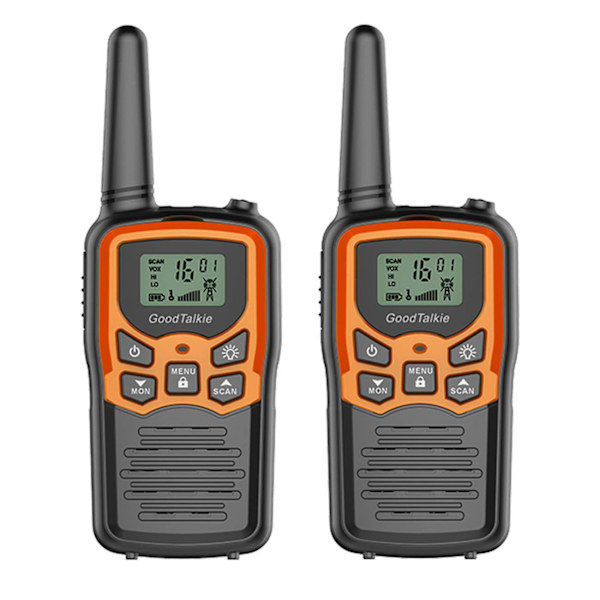 2 st Kommunikationssändare, VOX-funktion, med ficklampa, USB-laddning Walkie Talkie Lång räckvidd för vuxna, barn (Orange)