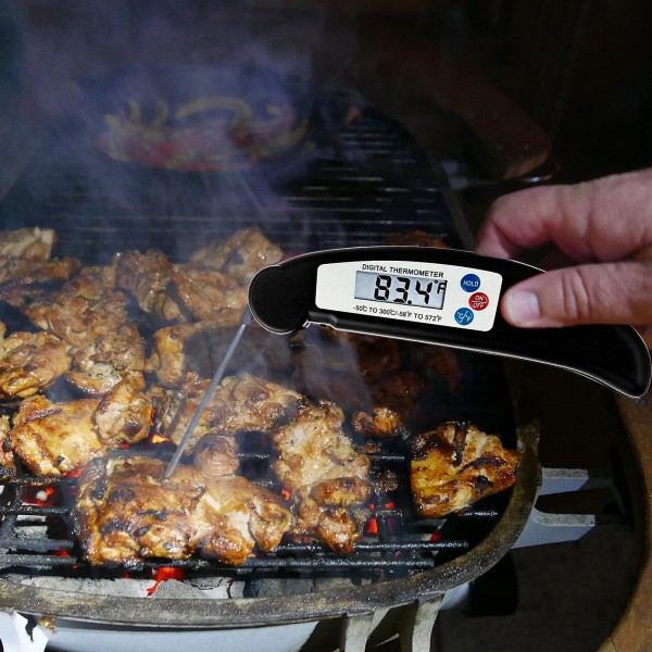 Mattermometer Elektronisk Tidtagning Multifunktionell Grilltermometer Svart