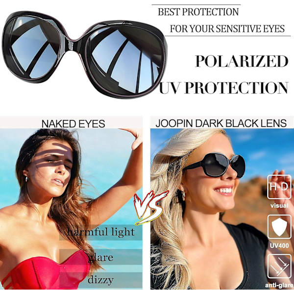 SDIGV Polarisoidut aurinkolasit naisille, trendikkäät ylisuuret suuret ajoaurinkolasit naisille, UV-suojaavat suuret aurinkolasit Shades d black Purple Grey