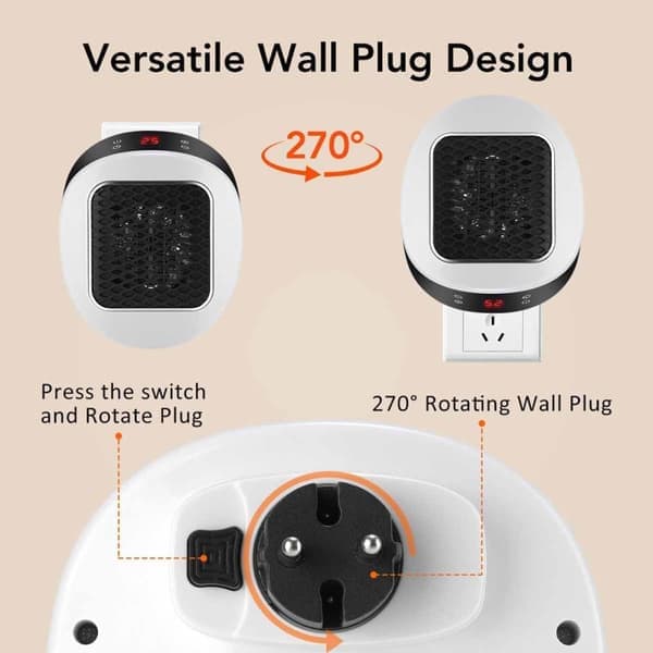 Heater - Instant Powerful Heat in 30 Seconds, Adjustable Temperature with Remote Control, Portable Plug, Easy to Use