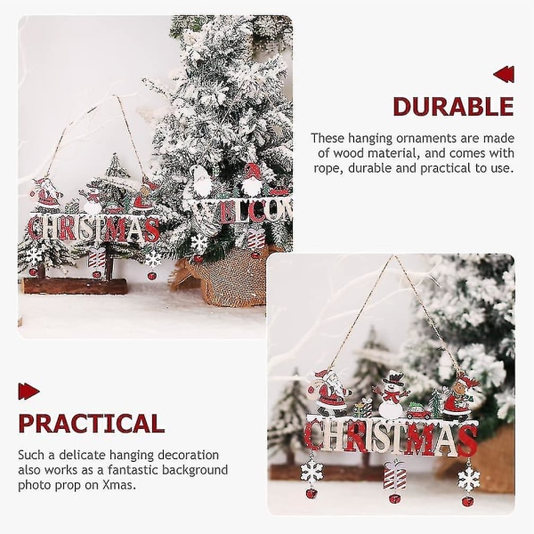 Julehængende dørskilt Snemand Julemand velkommen krans skilte med dørklokke Juletræ hængende dekorationer til ferie hoveddør Vinter Decormulticol