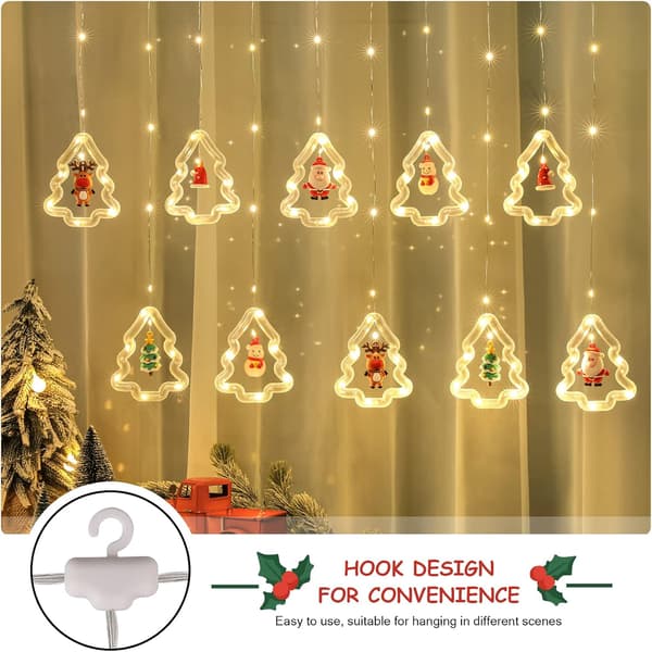 Christmas Tree Curtain with Figure, 3m Light String Curtain