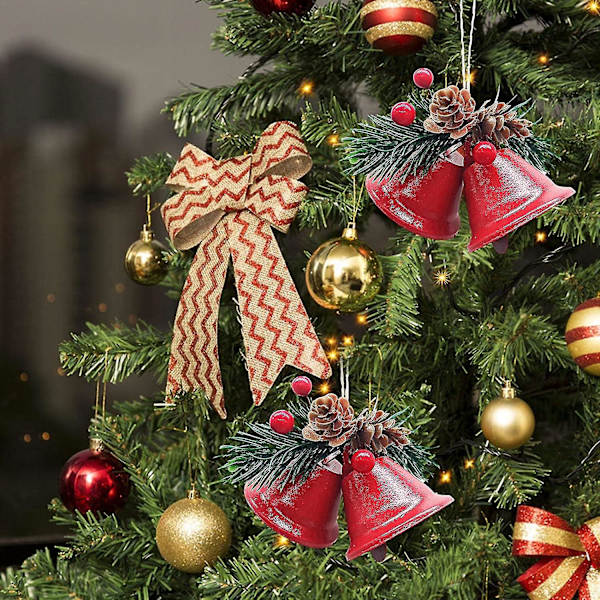 Juleklokker, Jingle Bell Pynt Med Misteltenbær Og Kastanjer, Juletræsklokke Dekoration, Metal Bage Lakklokker Højtids Dekorative
