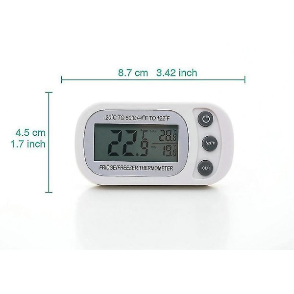 Digital kyl- och frys termometer kylskåp rum termometer vattentät kyl temperatur termometer med max min inspelningsfunktion stor LCD-skärm