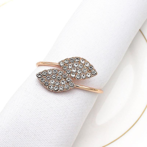 Servietringe, Servietringholder Rhinestone Diamant Servietringe Bladform Servietspænde Til Bryllup Fest Banket Middagsbord (6 stk)