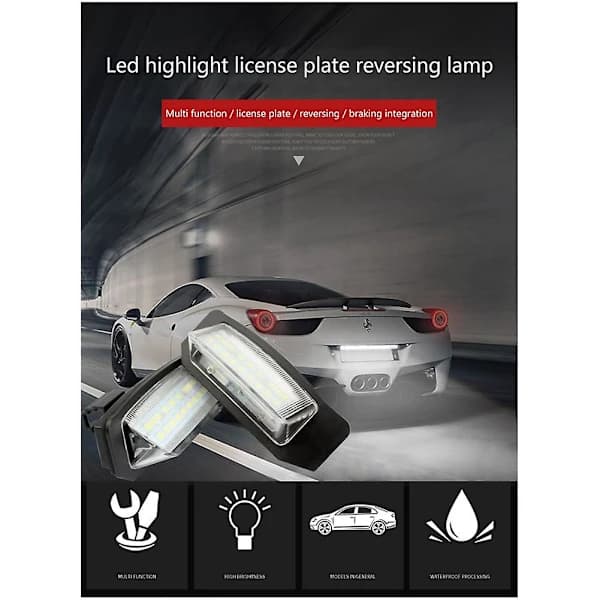 2 stk. LED-nummerpladelys til Mitsubishi Outlander 2 3 Lancer Eclipse 3 4 Cross Galant Xpander i-MiEV sort