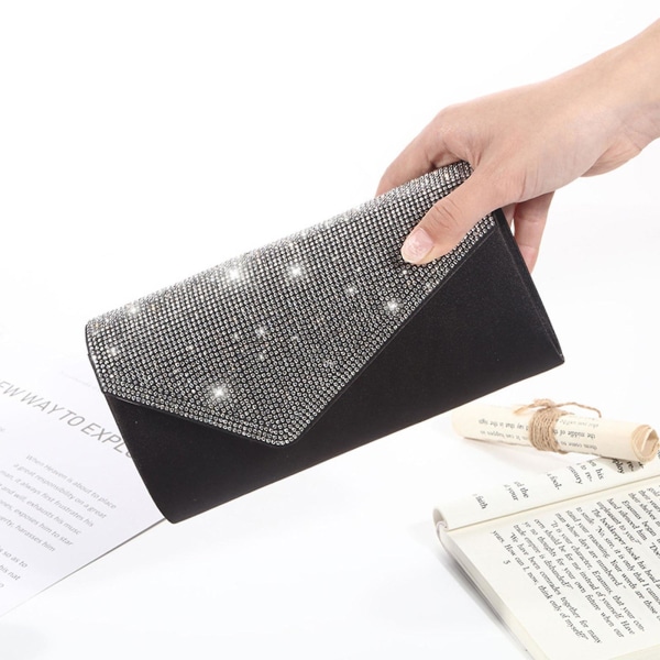 Kvinders Flap Aftenspose Glitter Clutch Håndtaske Bryllup Fest Skuldertasker