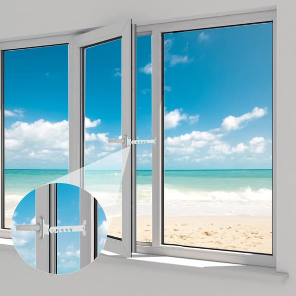 Window Restrictor Window Lock White Window Lock with 8 Screws to Adjust Window Opening 2 Pieces