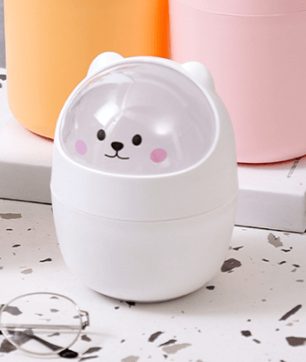 White and Transparent Lid, Cute Mini Desktop Trash Can