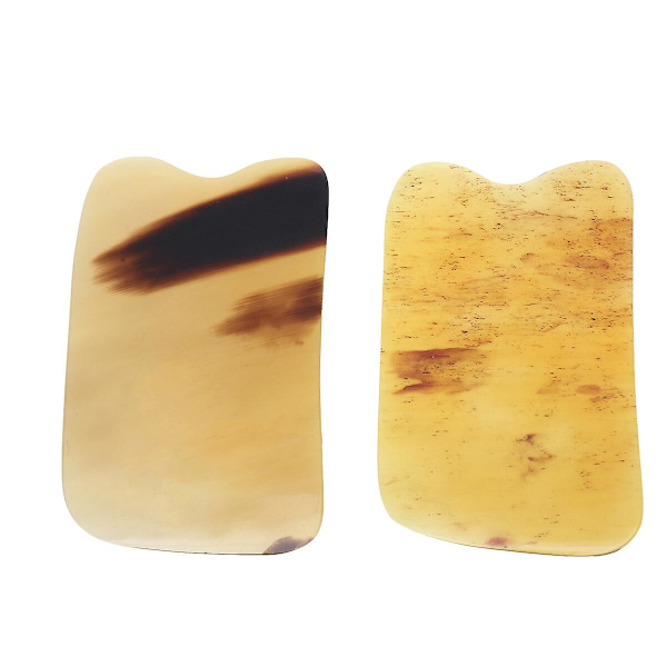 2 stk. Ansigtsspatel Gua Sha Plade Firkantet Oksehorn Skrabemassage Massageplade