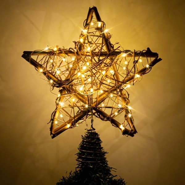 Juletrestjerne 25x28cm 10LED - Batteridrevet Rottingdekorasjon Innendørs