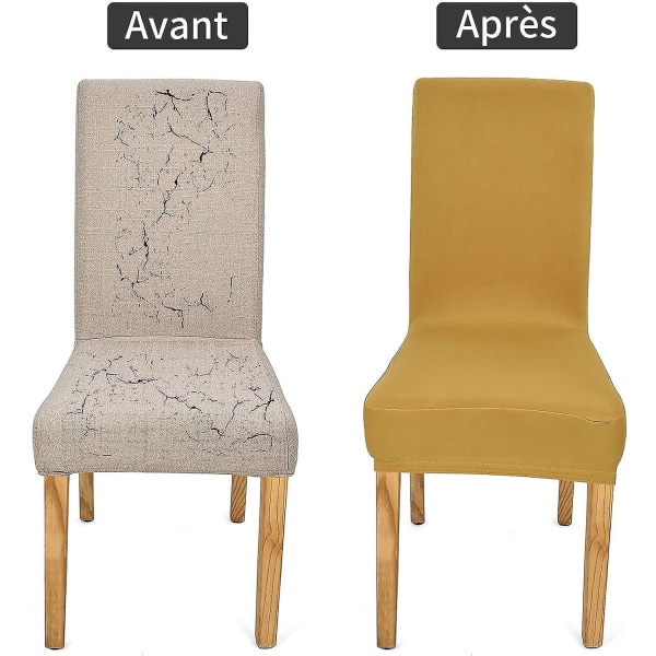 Elastic Chair Slipcover Stretch -tuolin cover (6 kpl, sinapinkeltainen)