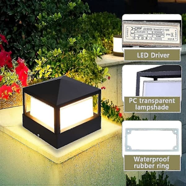 Utendørs lyssøylelampe, IP65 vanntett aluminium hagelandskapslampe