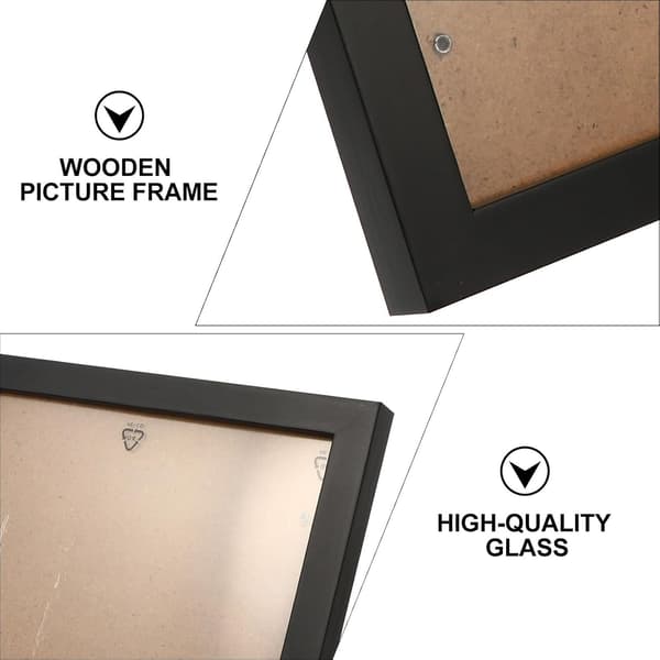 Square Wooden Photo Frame Simple Creative Design Black Wood Material Stable Movable Support