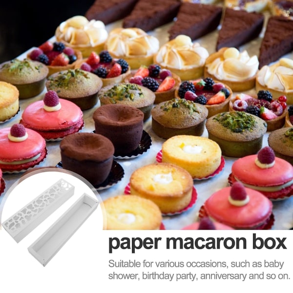 10 stk rektangulær Macaron æske småkager papir æske Dessert pakke æsker til bageri Hvid25,8x6x4cm White 25.8x6x4cm