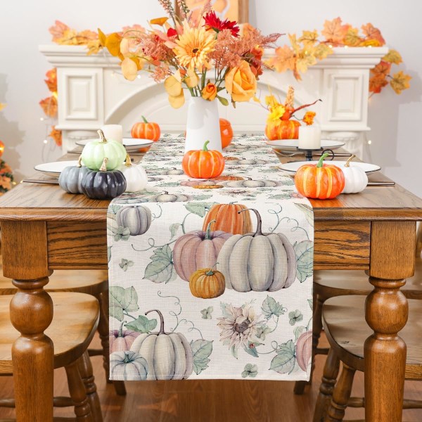 (13'' x 72'') Høstbordløper, Høstdekorasjoner for hjemmet, Gresskarhøstløper for bord, Sesongmessig høst, Thanksgiving-ferie