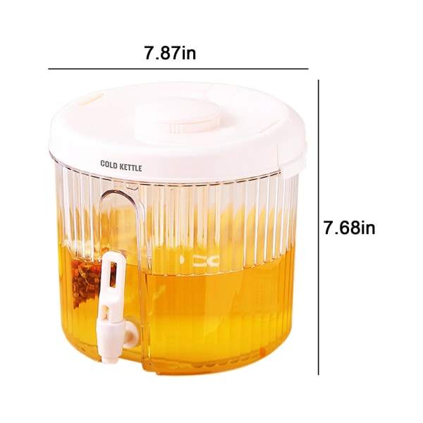 4L Stor Kapacitet Plastik Drikkedispenser, Drikkedispenser Med Hane Is Limonade Juice Beholder White