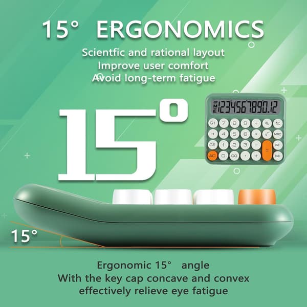 Mechanical Switch Calculator 12 Digits, Desktop Large Display and Buttons, Calculator with Large LCD Display (Yellow)