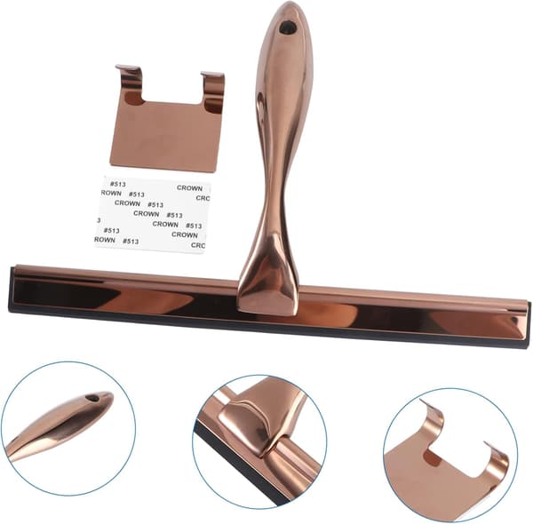 Stainless Steel Glass Scraper for Bathroom, Silicone Bronze, Car Windshield, Door Scraper, Ceramic Tile Blade