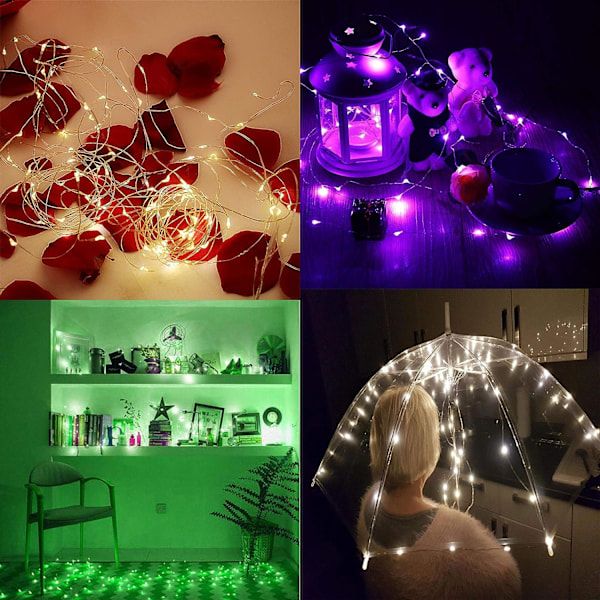 12-pack Fairy String Lights (Batterier Ingår) 10 fot 30 LED-lampor Tråd Batteridriven Fairy Rope Light (7 Färger)