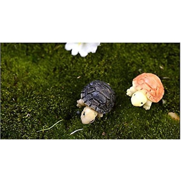 Mini Skildpadde Model Fe Have Miniature Hjem Terrarium Hjem Desktop Sukkulenter Mikro Landskab Dekoration (6 stk, Gul + Sort)