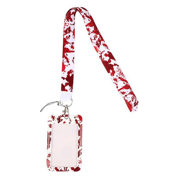 Lanyard Necklaces Women Halloween Costume Supplies Halloween Bloody Lanyard Lanyard WalletWhite red1