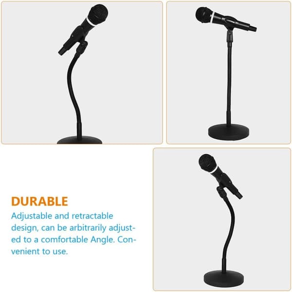 Adjustable Microphone Stand Desk Microphone Support Metal Stable Heavy Weighted Black Desktop Microphone Stand