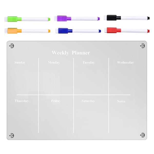 1 Set Of Acrylic Magnetic Dry Erase Board Kitchen Fridge Dry Erase Boards With PensTransparent42x29.