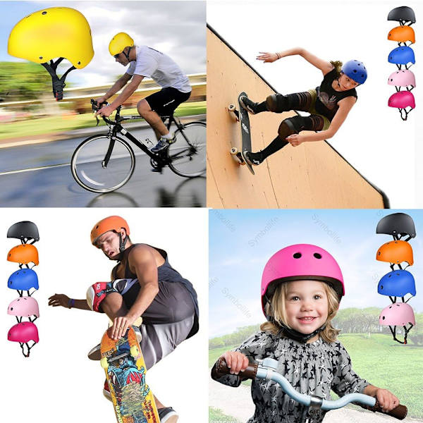 Hjelm Beskyttelseskit 6 Dele Hjelm Puder Albue Knæ Puder med Håndledsbeskyttere til Skate, Cykel, Skateboard, Scooter