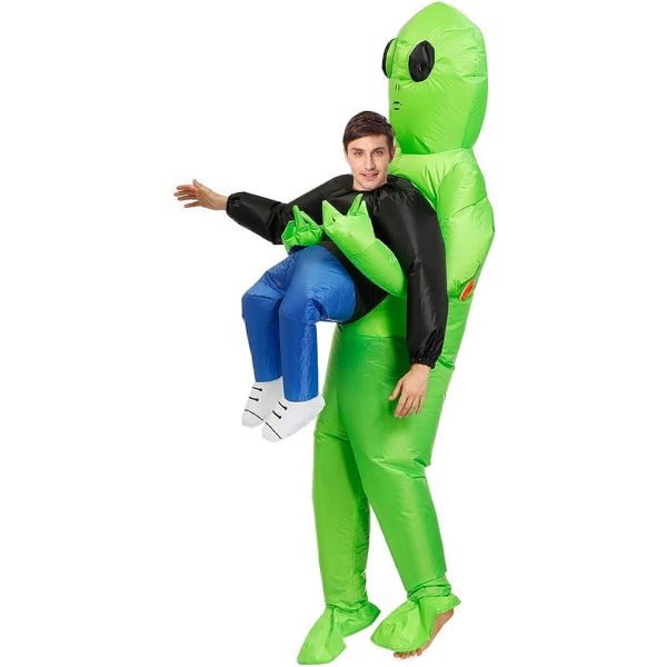 （Voksen alien 160 til 190 cm）Decalare oppustelig alien kostume til voksne, alien sjove blow up kostumer, oppustelig Halloween