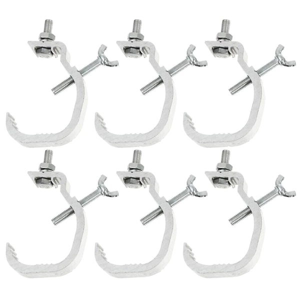 6 kpl Valo Clamp Alumiini Truss Clamp Lavavalokoukun Spottivaloille Hopea 12x7cm Silver 12x7cm