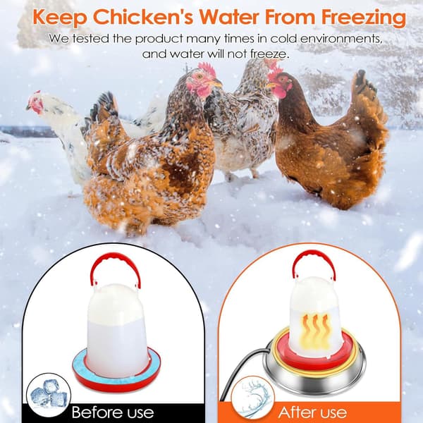 Heated Water Base for Poultry in Winter - Chicken Waterer with EU and US Plug Options