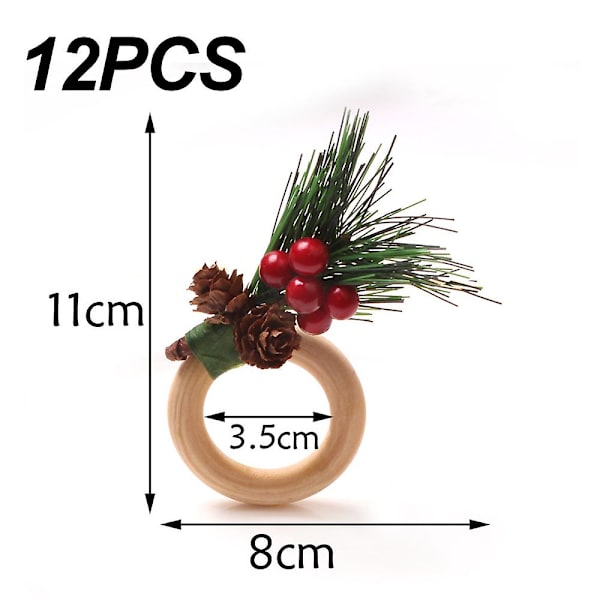Julservettringar, Servettringar Dekoration För Jul Thanksgiving Födelsedagsfest Tillbehör (Söt Stil, Trä)