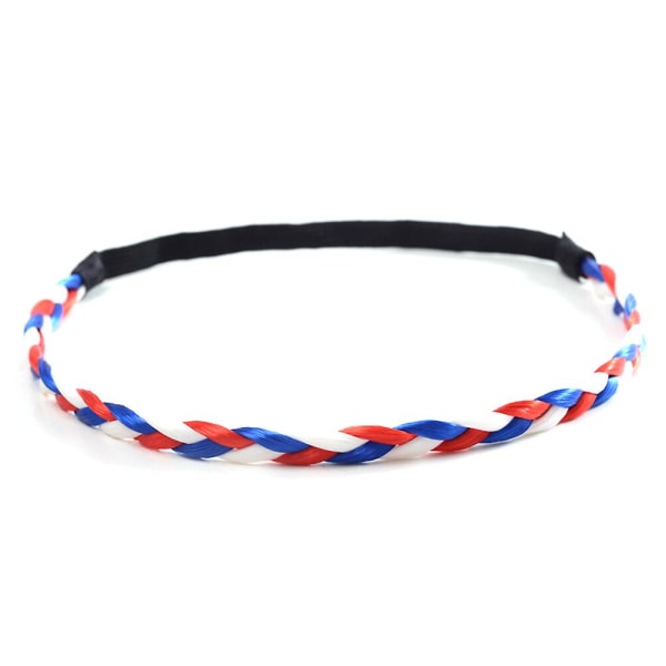 Flaggflätat pannband Elastiska hårband och modepannband (blått, vitt, rött)