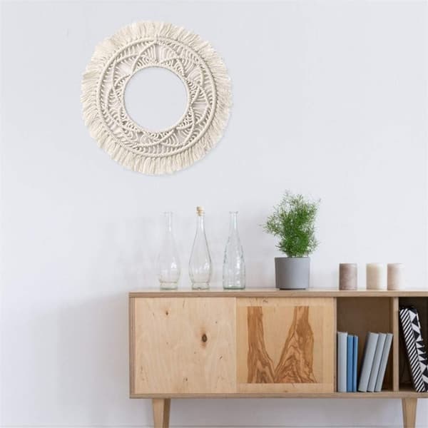 Rund Spids Vægtæppe Vævet Bomuld Boho Geometrisk Vægdekoration L