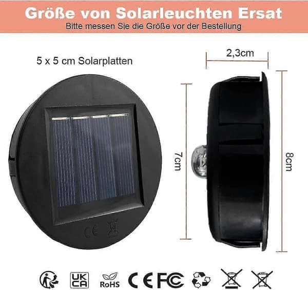 2-pak 8 cm diameter reservedele til solcellelamper [DB]