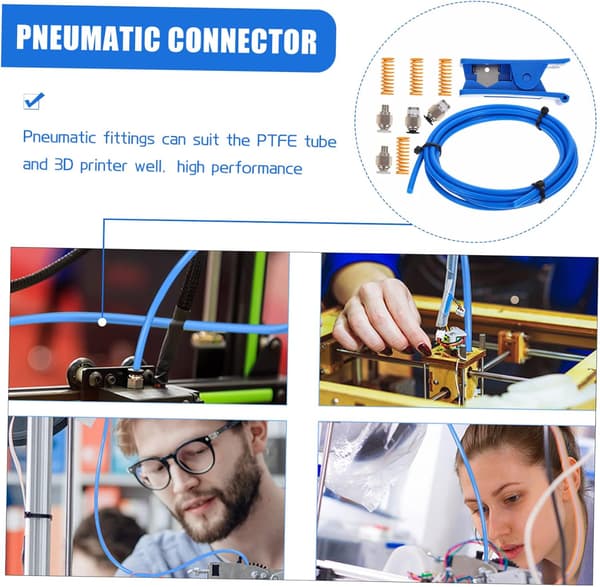 Printer Kit PTFE Tube Cutter and Pneumatic Couplings for Printing Accessories PTFE Hose for DIY Projects