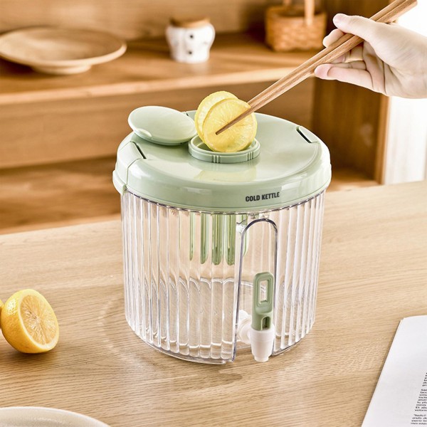 4L Stor Kapacitet Plastik Drikkedispenser, Drikkedispenser Med Hane Is Limonade Juice Beholder Green