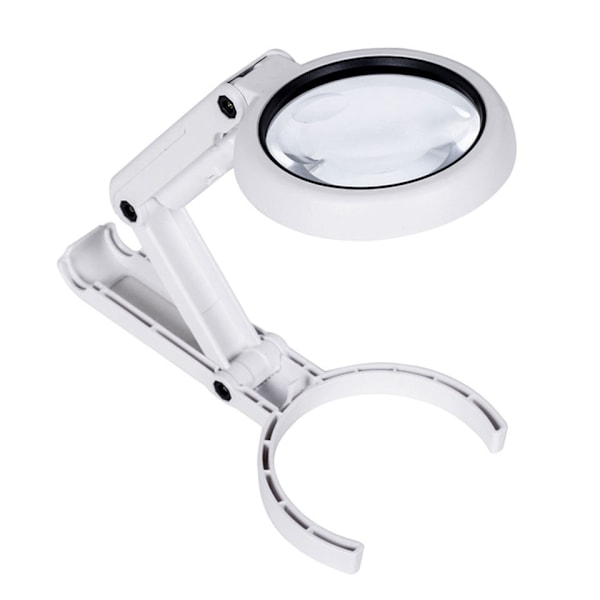 Todelt 5X/11X sammenleggbar forstørrelsesglass bordlampe for lesing, hobbyer, smykker, håndverk eller arbeidsbenk, med 8 LED-lys