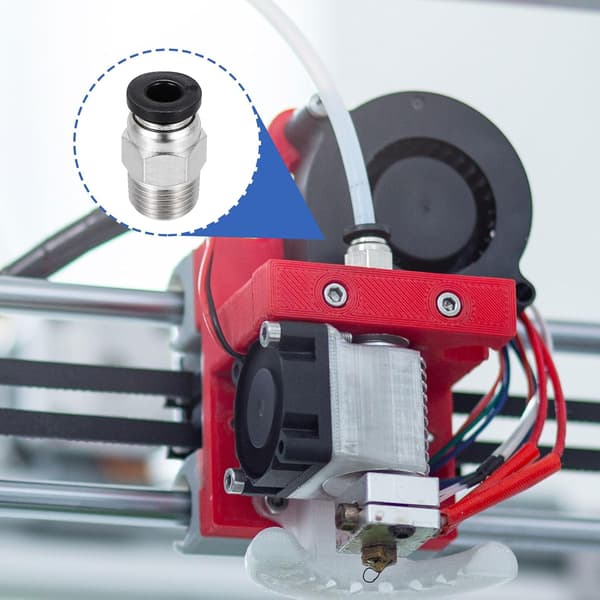 10 stk. pneumatisk fitting, PC4-M6 Push to Connect rørfittings, lige gennemgående fitting til 3D-printer, 2x4mm rør, sort Black