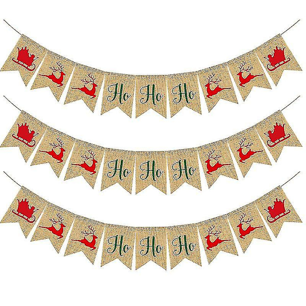 Julefestbanner Reinsdyr Burlap Svelleteil Girland Veggdekorasjon For Jul Feriefest Tilbehør Godbiter (flerfarget) (3 stk)