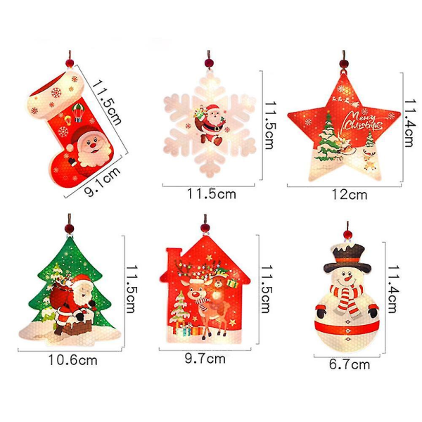 6 Pack joulukuusenkoristeet Led-valot Valoisat riipukset koristeet joulukoristeet lahjat