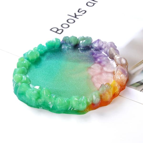 Silicone Mold for Crystal Cluster Coaster for Resin Cement Casting